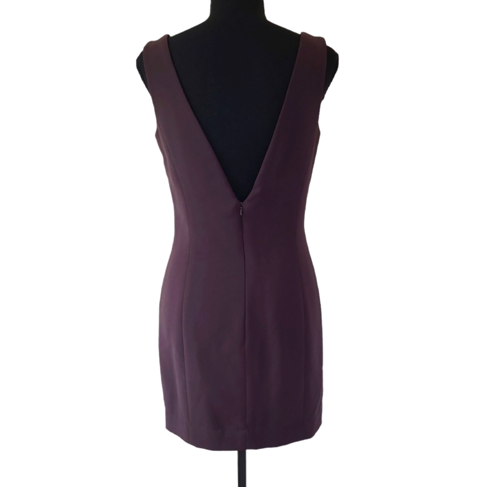 Elegant Ellen Tracy women's V back scoop neck mini dress, 6, brown lined